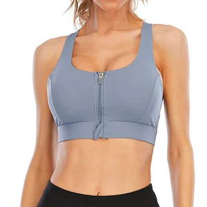 100% High Quality Breathable Women's Yoga Sports Bra with Front Logo Option Gym Active Wear in Solid Color