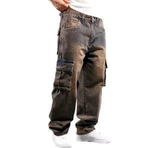 Stylish Plus Size High-Rise Midweight Casual Denim Jeans Men's Loose Fit Breathable Eco-Friendly 100% Cotton
