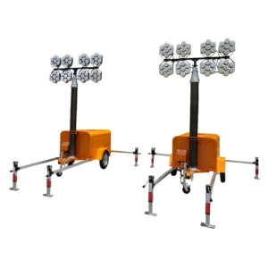 3kw 4kw 5kw Mobile Light Tower 4-12m Manual Pneumatic Telescopic High Mast Light IP67 Waterproof Crane Light Tower