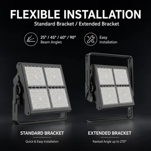 Professional LED High Mast Light 10-20KV Surge Protection Adjustable Stadium Floodlight IP66 5-Year Warranty 25-90 Beam
