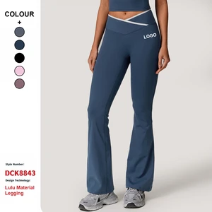Custom High Quality Nude Feeling Tight Yoga Pants Flat Flared High Waist Wide Leg Flared Pants Women'S Sports Fitness Yoga Pants