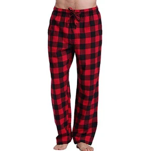 Custom Mens Womens Printed Cotton Elastic Waist Drawstring Check Casual Pyjama Bottoms Trouser Pants
