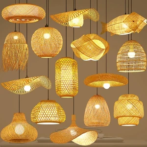Handmade Natural Bamboo Woven Pendant Light Adjustable Height Hanging Lamp Energy-Saving LED 3-Year Warranty for Restaurant
