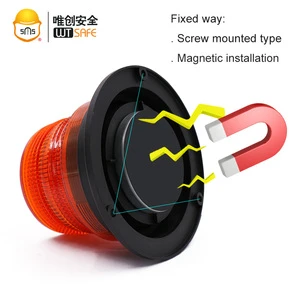 Waterproof Magnetic Industrial High Decibel Amber Beacon DC9-110V 6W LED Lamp 4 Modes Flash School Bus Forklift Tractors Loader