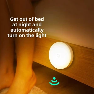 Modern Mini LED Night Light with Design Motion Sensor Human Body Induction for Bedside Bedroom Cabinet Staircase Battery Powered