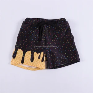 Black Color Drawstring Swim Trunks Summer Beach Wear Boys Shorts for Kids