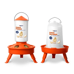 High Quality 1.5kg Chick Feeder And 1.5L Chicken Waterer Set With Legs Adjustable Height For Backyard Poultry Coop Equipment Kit