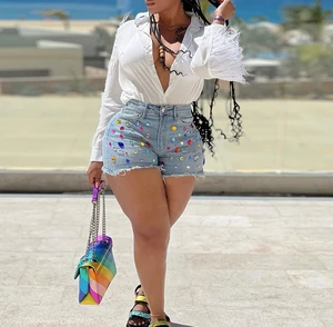Trendy Women Denim Tassel Jeans Shorts