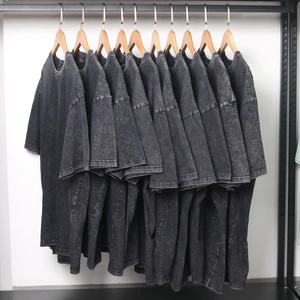 Men Women Oversized Vintage Acid Washed T Shirt 240gsm Heavy Cotton Custom Logo DTG Print Heat Transfer Embroidery Small Batch