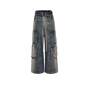 Ultra-Wide Leg Bleached Denim Baggy Jeans Men Light Blue Men's Straight-Leg Washed Cotton Jeans Men's Pants Washed Plus Size