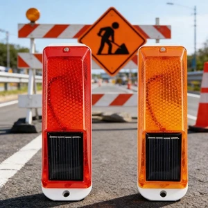 High Brightness Red Yellow Solar Powered Warning Guardrail Flashing Light for Safety