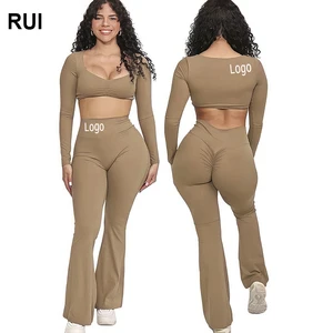 RUIQUWIN Hot Selling Breathable Plus Size Fashion Casual Outdoor Fitness Yoga Suit Women Sexy Yoga Top High Waist Yoga Pants