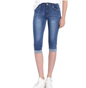 Women's High Waist Summer Plus Size Skinny Denim Jeans High Street Leopard Print Hole Detail Stretch Knee-Length