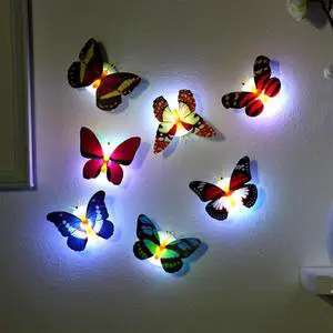 3D Butterfly Led Night Light Wall Sticker Home Bedroom Decor Party Wedding Festival Gift Kids Room Art Living Garden OutdoorLamp