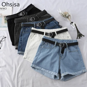 Wholesale Women New Style Edge Curl Denim Zipper Shorts (no Belt ) Summer Hot Short Pants Jeans Slim Fashion Casual Shorts