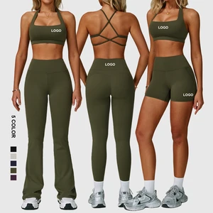 Custom Logo Gym Wear Yoga Bra Womens Activewear Sets Fashion Fitness Clothes Tight Sportswear Running Leggings