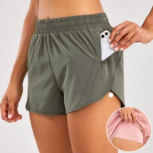 Women Pus Size Sports Shorts With Liner 2 In 1 Gym Fitness Jogging Training Shorts
