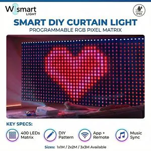 DC5V Smart RGB LED Curtain String Lights 3x3M 400 LEDs IP65 Waterproof App Remote Control Christmas Outdoor Garden Decoration