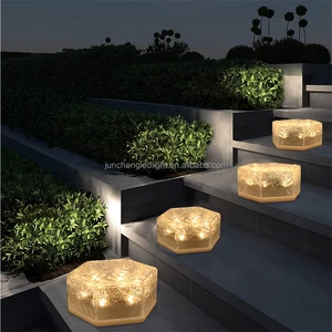 LED Glass Solar Brick Lights Ground Rgb Warm White Ice Brick Night Light Waterproof Garden Lamp for Walkway Lawn Backyard