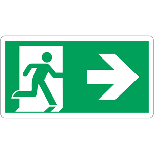 Emergency Exit Right Arrow Sign - Luminescent Aluminum 480*250mm