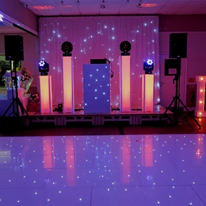 12*12 Ft Wedding Disco Party Black and White Acrylic Portable Waterproof Remote RGB Starry Acrylic LED Starlit Dance Floor