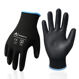 XINGYU High Quality Custom CE Certificated EN388 Black PU Coated Gloves Garden Mechanic Flexible PU Coated Safety Work Gloves