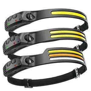 Induction Rechargeable 5W Headlamp COB Silicone Portable Head-Mounted Flashlight White/Yellow/Red Fishing Camping Emergency