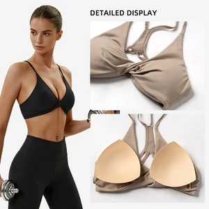 Activewear China Fornecedor Sexy Front Twist Yoga Bra Seamless Gym Activewear Removable Padded Low Impact Fitness Crop Top