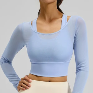Mesh Design Breathable and Sweat Wicking Women's High-quality Light Luxury Comfortable High Elasticity Slim Yoga Top