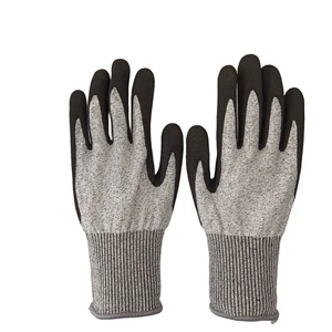 Anti-Cut HPPE Nitrile Sandy Coated Cut Resistant Gloves Tear Resistance EN388/ANSI Level 5 For Automotive Glass Sharp Metal