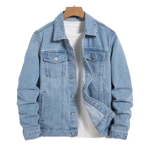 OEM Men's Denim Jean Jacket Casual Outwear Streetwear Denim Jacket Custom Design Men Ripped Button Front Denim Jeans Jacket