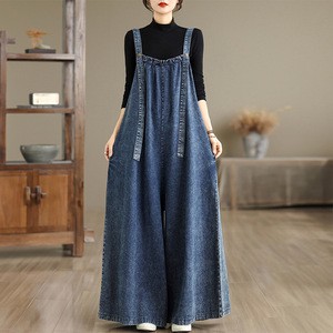 Y2203 Spring, Summer, and Autumn Extended Overalls, Retro Loose and Slimming Denim Overalls, Plus Size Jumpsuit