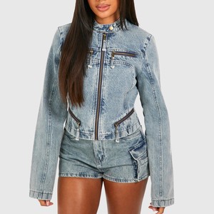 Knee Length Breathable Plus Size Custom Logo Printed Women's High Waist Washed Denim Shorts Summer Spring Casual Vintage High