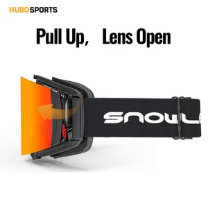 Custom Brand Snow Glasses Skiing Goggles With Pop-up Lens Active Blowing System Custom Logo For Extreme Winter Sports