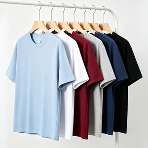 Mercerized Cotton Men Tee Shirt Knitted 240gsm Solid O Neck Short Sleeve Fast Dry Smooth Touch Summer Travel Casual Custom Top