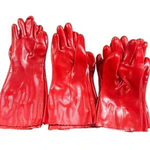 Red Durable PVC Coated Oil Resistant Safety Gloves for General Working Anti Slip Heavy Duty Protection