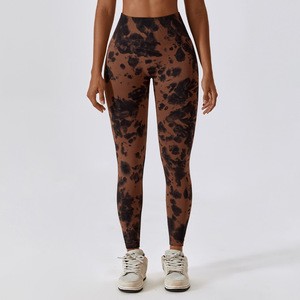 OEM Women Tie Dye Seamless High Waisted Yoga Leggings Peach Butt Lifting Fitness Pants Running Tight Gym Sports Trousers