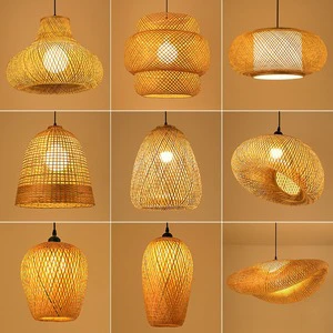 Decor Indoor Lighting Modern Add Atmosphere Hand Woven Rattan Bamboo Rattan White Pendant Lamp Rattan Pendant Light Shade