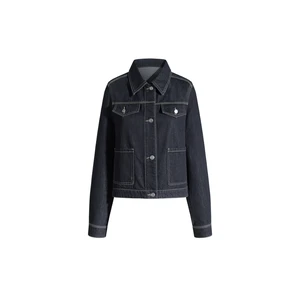 Women's Old Money Casual Biker Style Denim Jacket Black Gold Fast Raw Soft Tailored Waist Fall Winter 2025