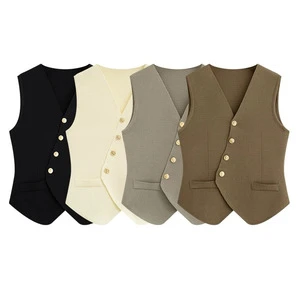 Women's Winter Knitwear Cardigan Vest Single-Breasted French V-Neck Sleeveless Top Design Casual Outer Wear