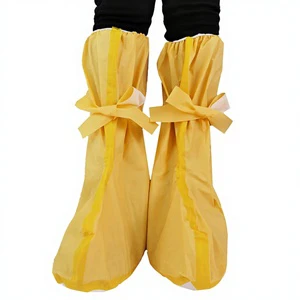 EN14126 TYPE PB3B Disposable Anti-Slip PVC Sole Shoe Boot Cover Bright Yellow PE SMS Safety Overboots