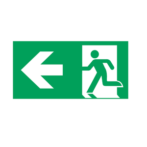 Emergency Exit Left Arrow Sign - Luminescent Aluminum 220*120 Mm