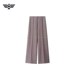 Premium Women's High Waist Wide Leg Pants | Elastic Waist Regular Fit | Breathable Vintage 100% Polyester Full Length Casual |