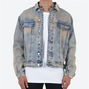 Latest Design Men's Denim Jackets Full Sleeves Light Color Denim Jeans Made Jackets With Customized Logo