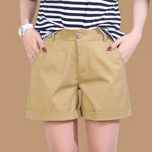 2020 Plus Size Solid Color Short Pants Women's Fashion Casual High Waist Summer Loose Short Trousers