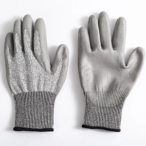 Wejump Hands Protection 13G HPPE PU Coated Cut Resistant ANSI Cut Level 5 Anti slip Flexible Industrial Safety Work Gloves