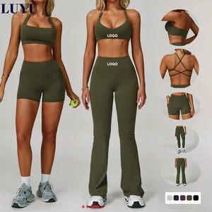5 Piece Yoga Sets Women Wholesale Custom Beautiful Back Bra High Impact Fitness Butt Lifting Gym Training Pilates Set