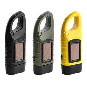 New Solar-powered Hand-cranked Outdoor Flashlight Portable Recoil Multi-purpose LED Emergency Ultra-Thin Strong Illumination