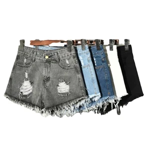 Wholesale Large Size Women's Ripped Denim Jeans Shorts Breathable Vintage Style Hot Pattern for Summer Plus Girls Ladies