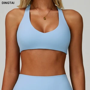 Dingtai Custom Gym Fitness Bra Women's Backless Sports Bra Breathable Workout New Sexy Sleeveless Design Solid Plus Size Waist